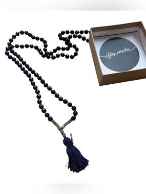 Navy Blue Faceted Mala 108 Beads Meditation Prayer Necklace 36" Luxe